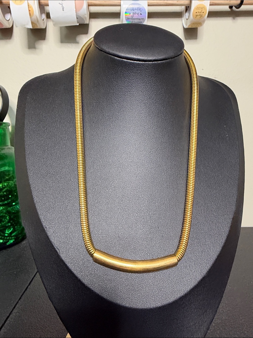 NWT Pave Popover Gold-Tone Curved Tube Collar Necklace - Women Jewelry